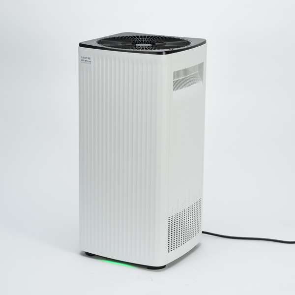 EdenPURE G-Pro Air Purifier by Airdog white tower design with top black fan and side air vents on white background