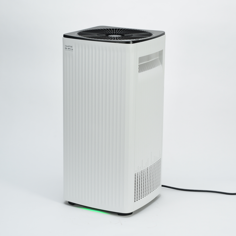 EdenPURE G-Pro Air Purifier by Airdog white tower design with top black fan and side air vents on white background