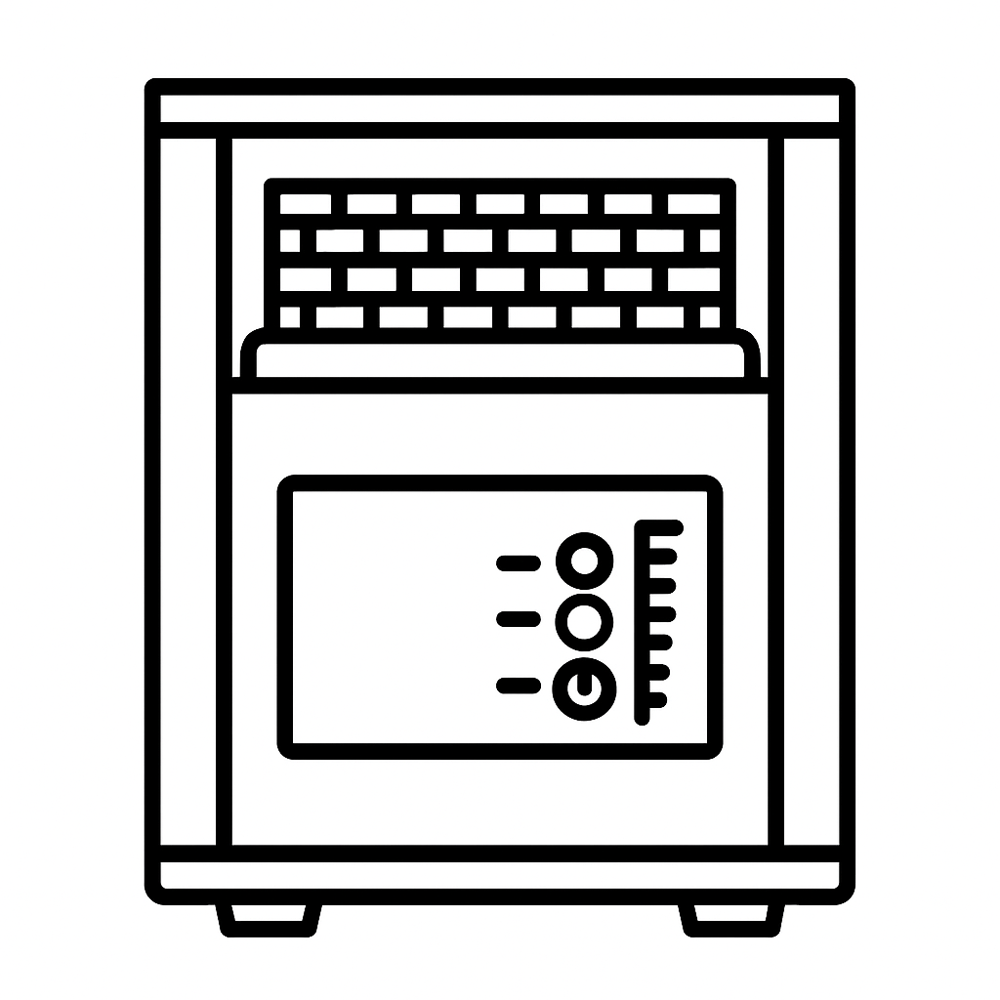 Line drawing of an EdenPURE Heater.