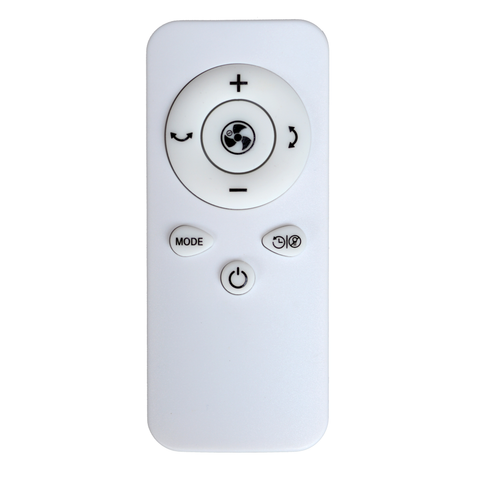EdenPURE TurboAIR Fan white remote control with power, mode, speed, oscillation, and timer buttons isolated on white background