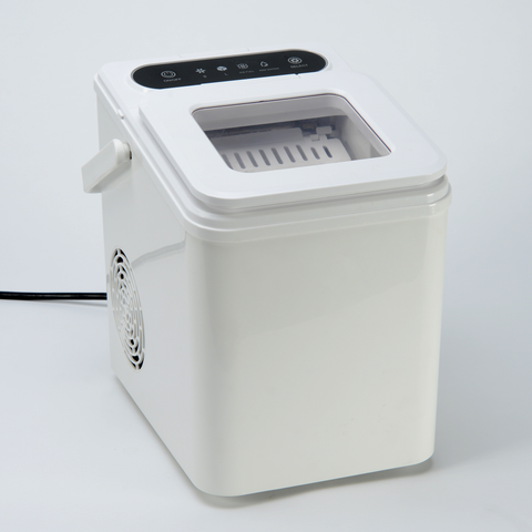 EdenPURE UV IcePRO countertop ice maker in white with clear lid and digital control panel isolated on white background