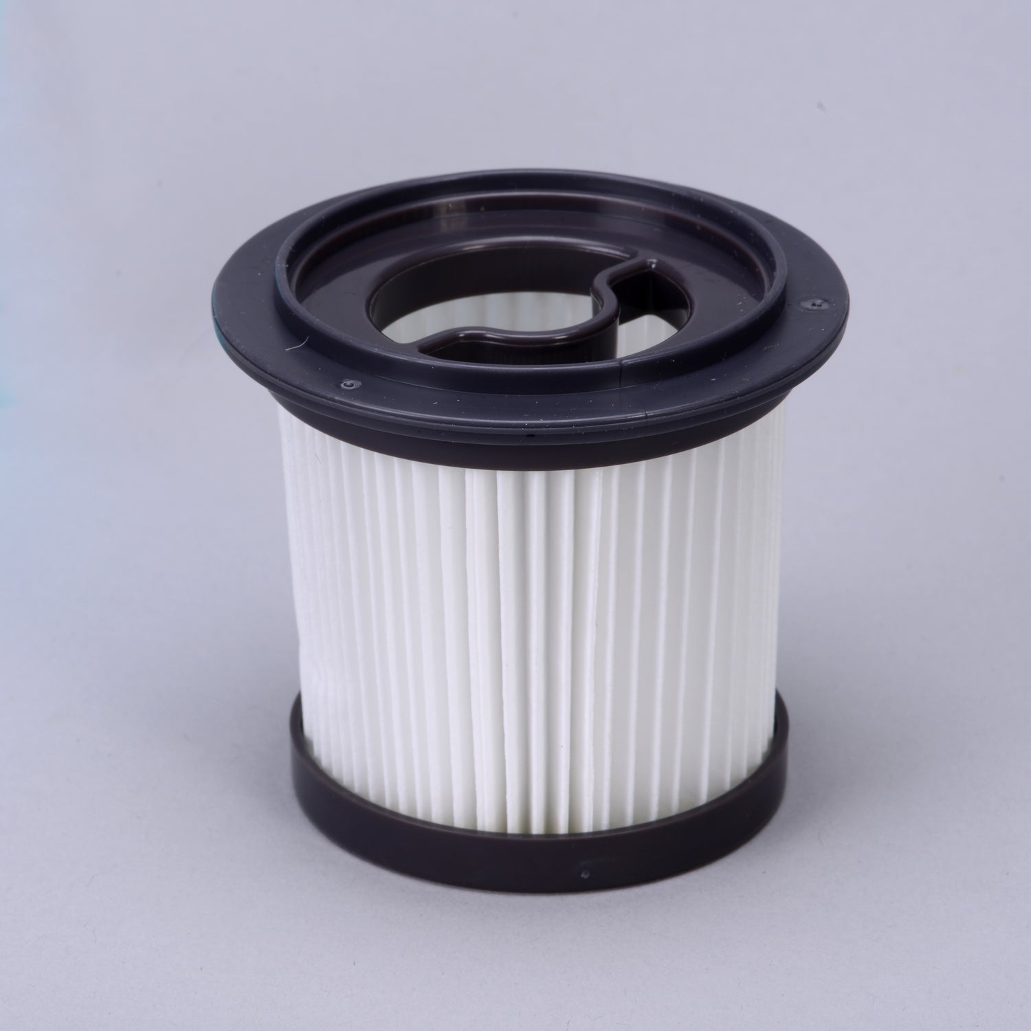Replacement intake filter for EdenPURE Bio SpeedCLEAN VX300 vacuum with white pleated filter and black plastic frame on gray background