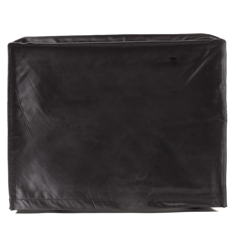 Large black dust jacket for EdenPURE heater, made of polyester with PVC backing, protects heater when not in use