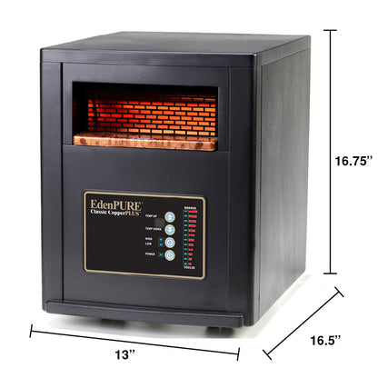 EdenPURE Classic CopperPLUS Infrared Heater refurbished model with control panel and simulated glowing heating element