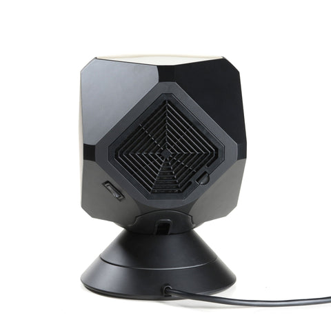 Refurbished EdenPURE 360 Air Fan Heater Cooler in black with adjustable vent and power cord isolated on white background